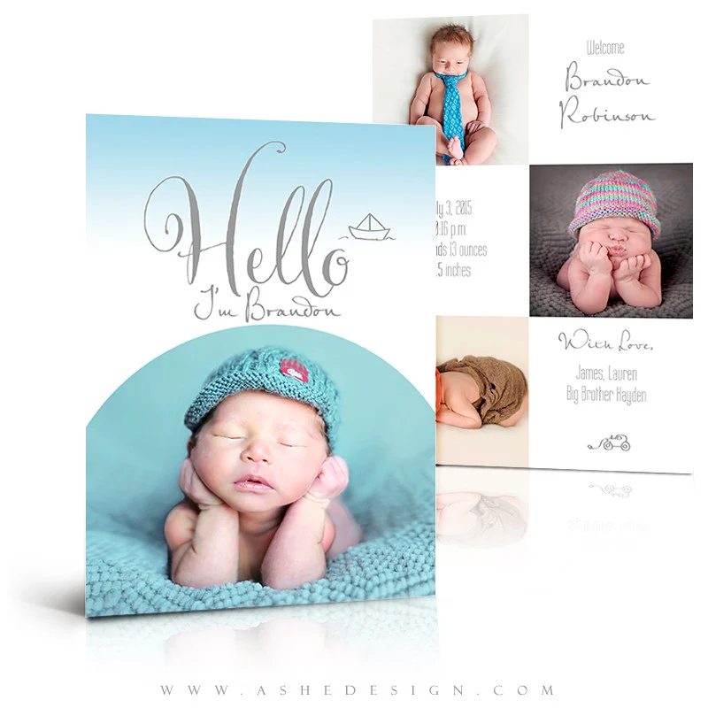 5x7 Flat Birth Announcement - Simply Baby Brandon