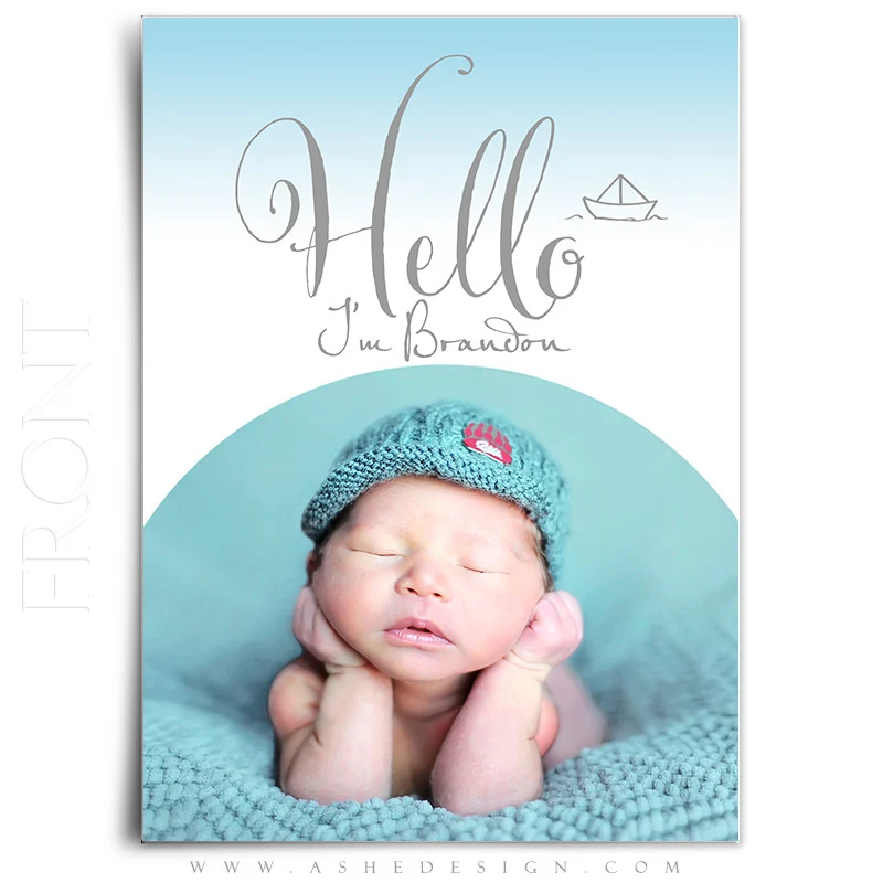 5x7 Flat Birth Announcement - Simply Baby Brandon - Image 2