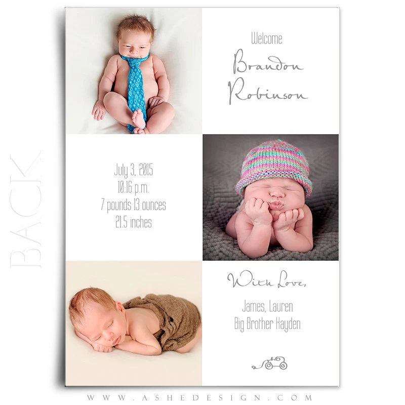 5x7 Flat Birth Announcement - Simply Baby Brandon - Image 3