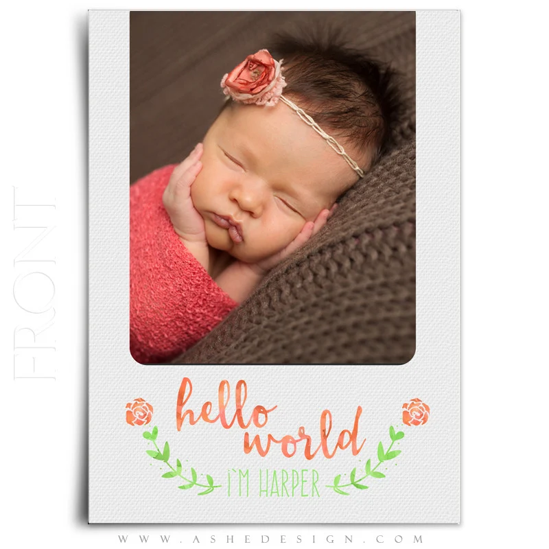 5x7 Flat Birth Announcement - Simply Baby Harper - Image 2