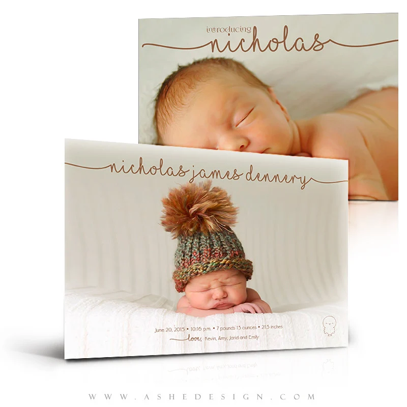 5x7 Flat Birth Announcement - Simply Baby Nicholas