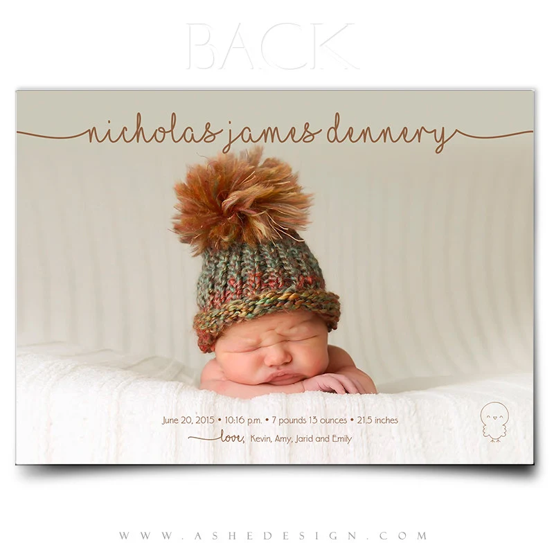 5x7 Flat Birth Announcement - Simply Baby Nicholas - Image 3
