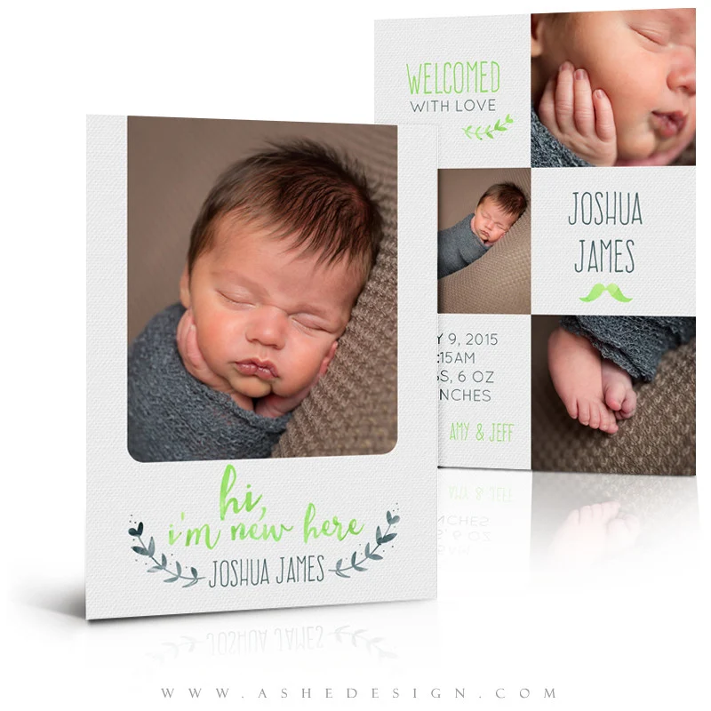 5x7 Flat Birth Announcement Set - Simply Baby Joshua/Harper