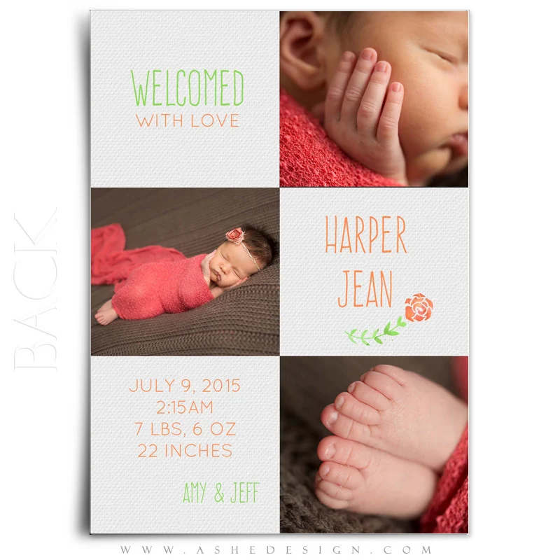 5x7 Flat Birth Announcement Set - Simply Baby Joshua/Harper - Image 6