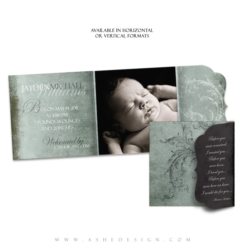 Birth Announcement Template Folded Luxe- A Mother's Love - Image 3