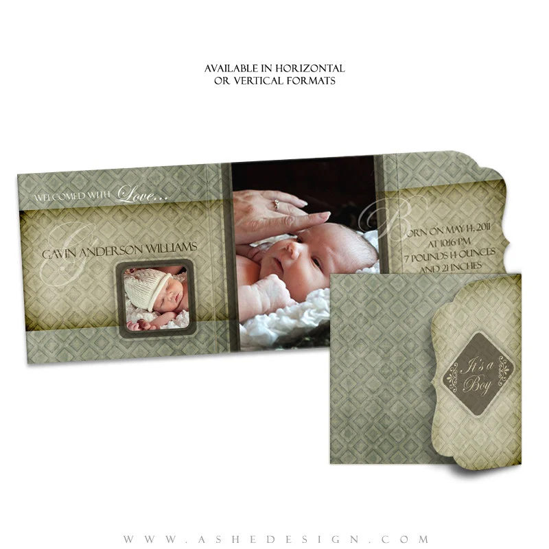 Birth Announcement Template Folded Luxe - Gavin Anderson - Image 3