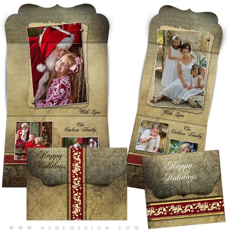 Christmas Card Template Folded Luxe - Ginger Bread