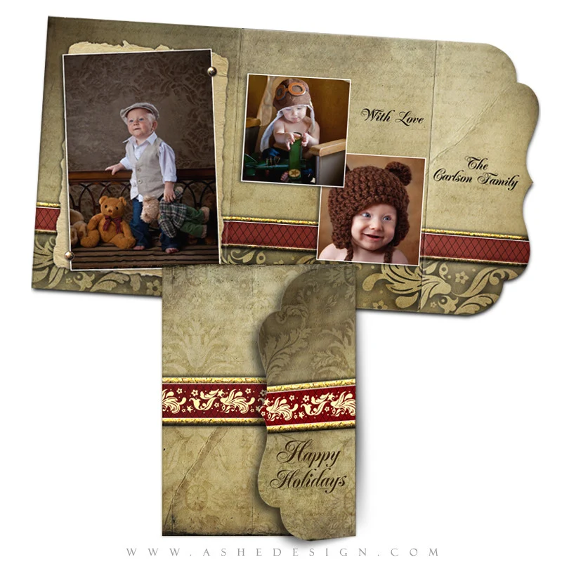 Christmas Card Template Folded Luxe - Ginger Bread - Image 2
