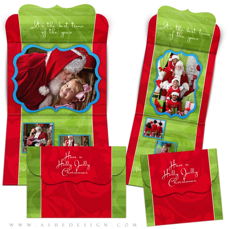 Christmas Card Template Folded Luxe - Holly Jolly Christmas