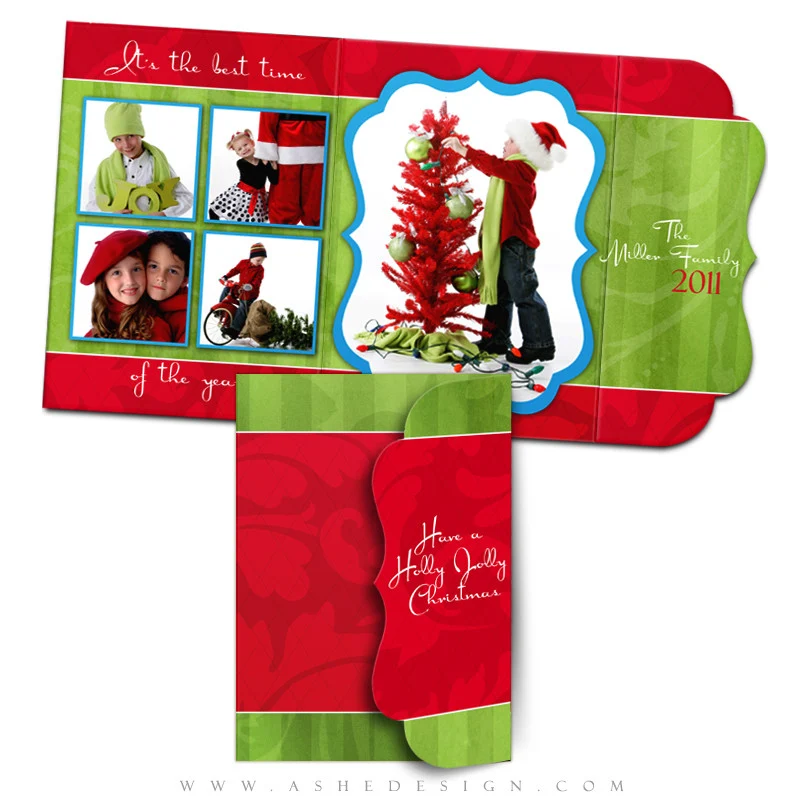Christmas Card Template Folded Luxe - Holly Jolly Christmas - Image 2