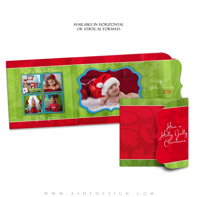 Christmas Card Template Folded Luxe - Holly Jolly Christmas - Image 3