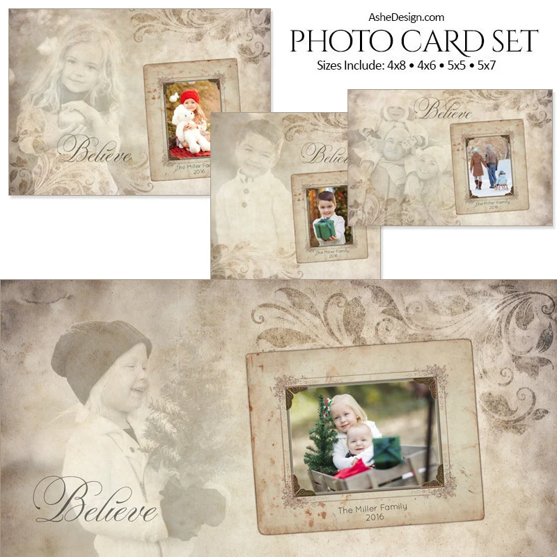 Christmas Photo Card Set - Subtle Focus Believe
