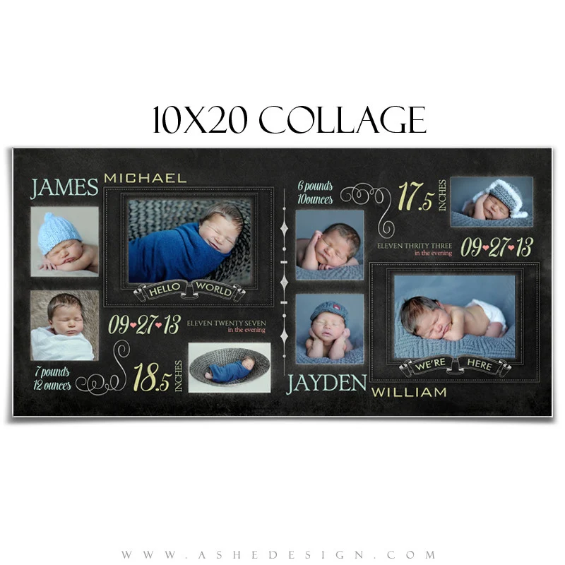 Collage (10x20) - Chalkboard Babies