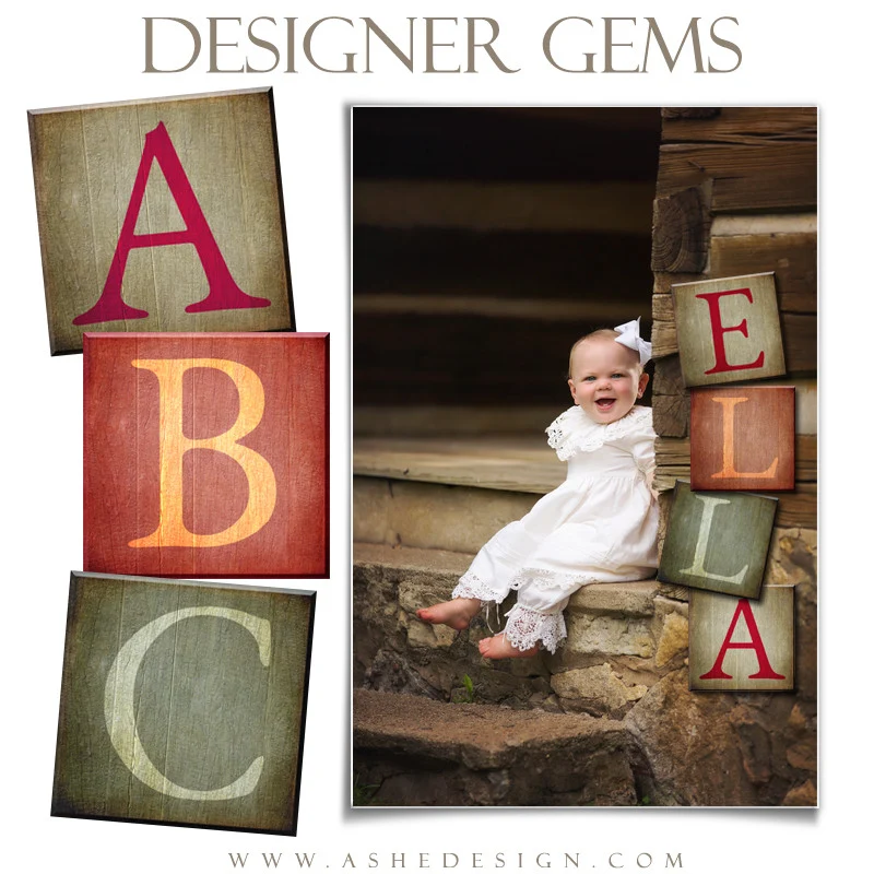 Customizable Designer Gems 12x12 Wooden Alphabet Blocks - Image 2
