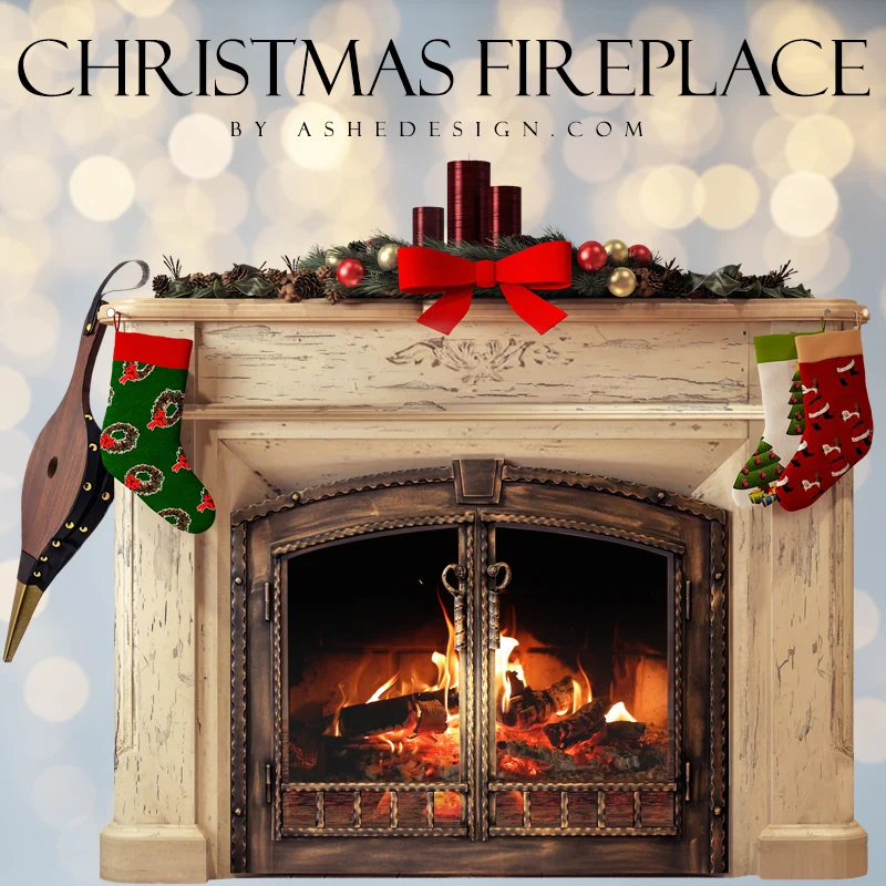 Designer Gems - Christmas Fireplace with Stockings