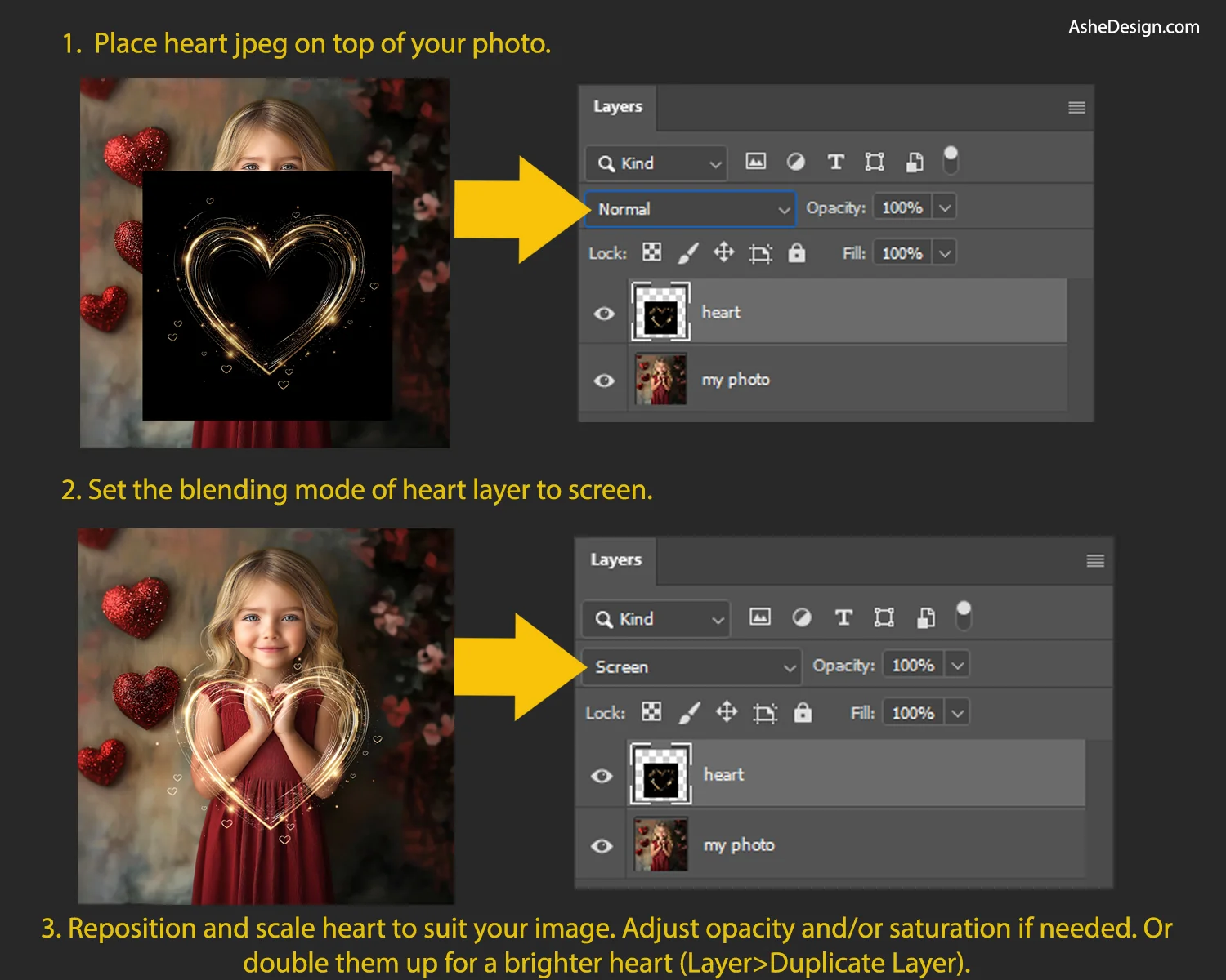 Designer Gems - Golden Glitter Heart Overlays - Image 3