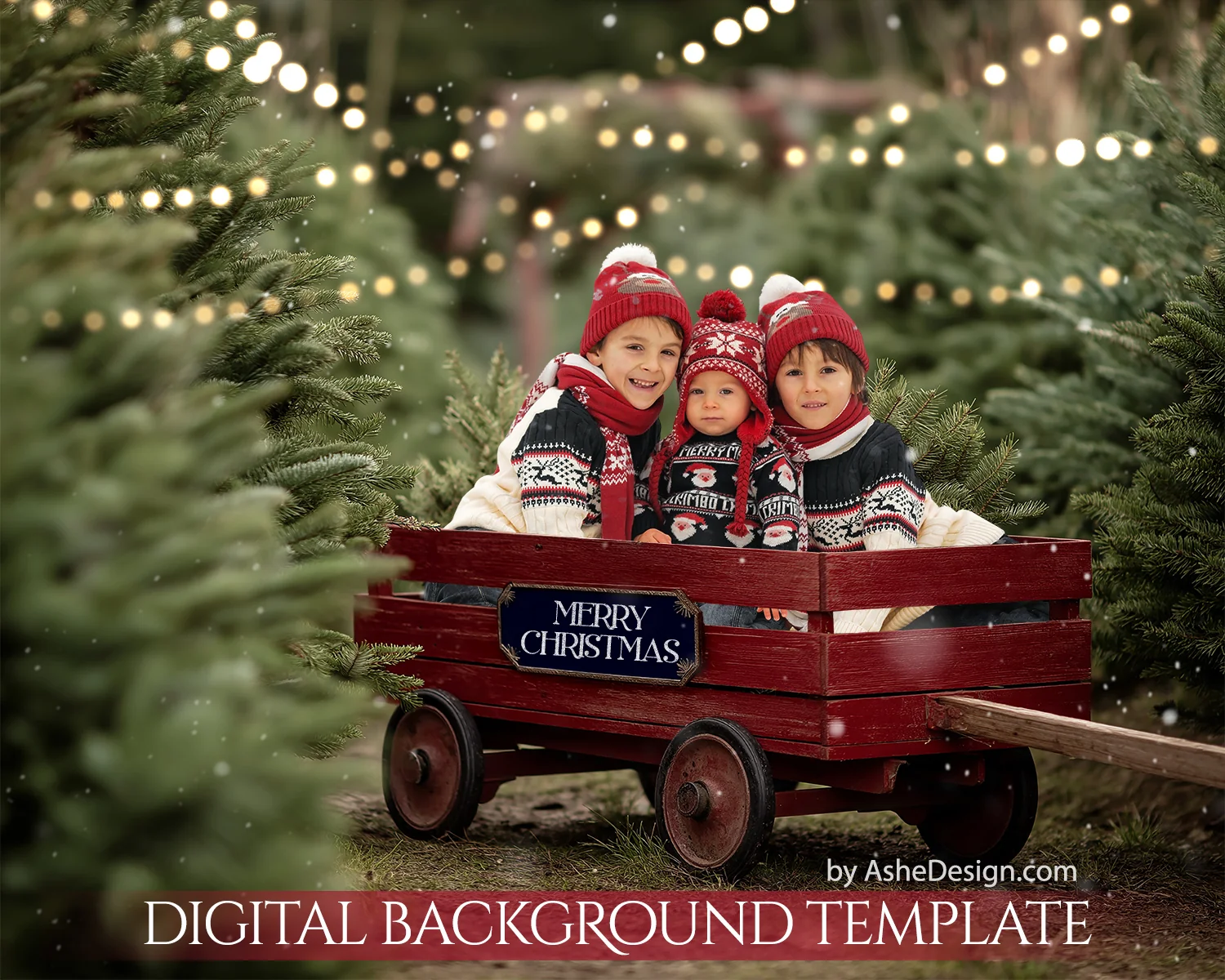 Digital Backdrop Set - Christmas Wagon