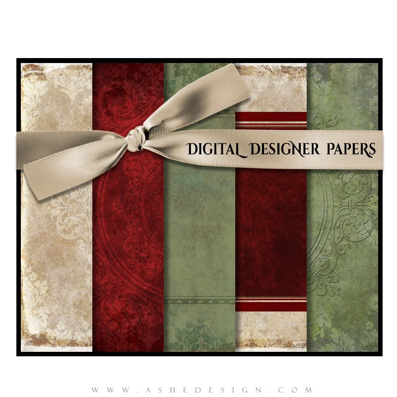 Digital Designer Paper Set - Vintage Holiday