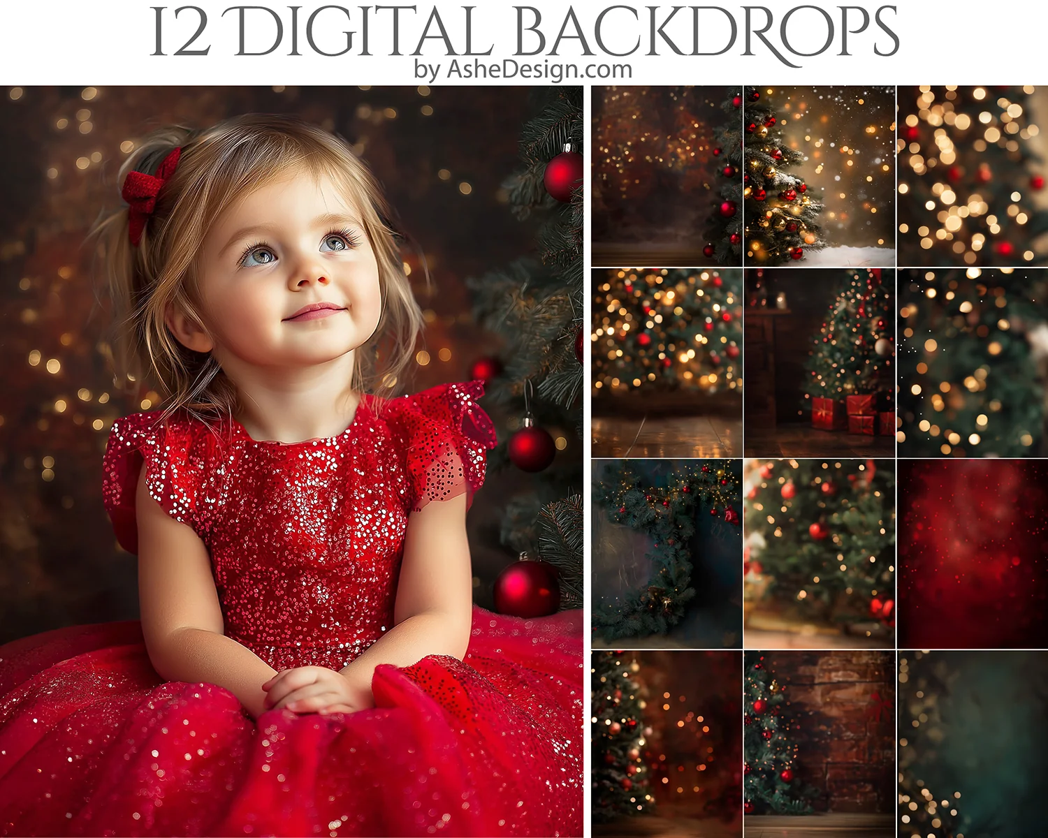 Digital Photography Backdrops - Christmastime Bokeh