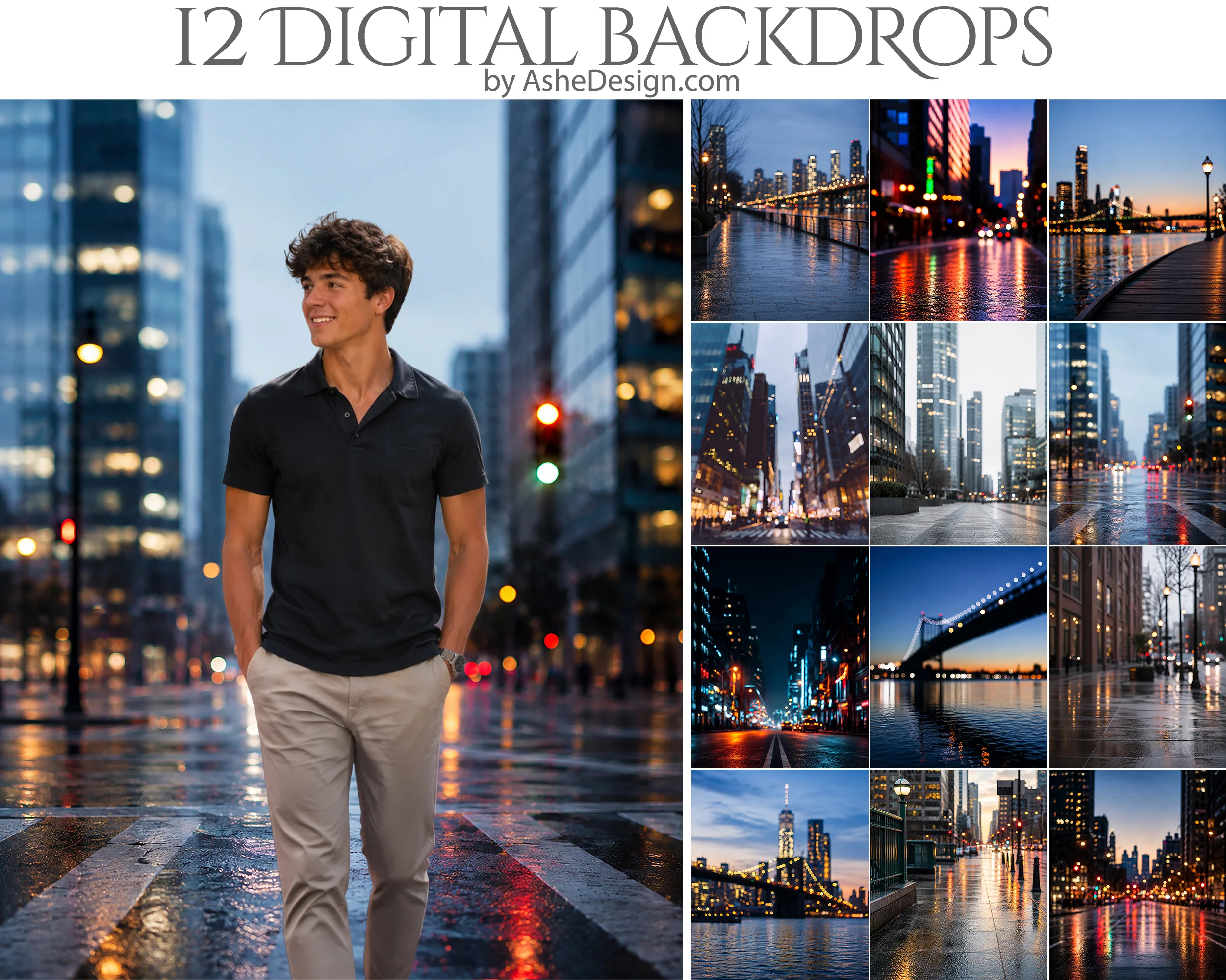 Digital Photography Backdrops - City Bokeh