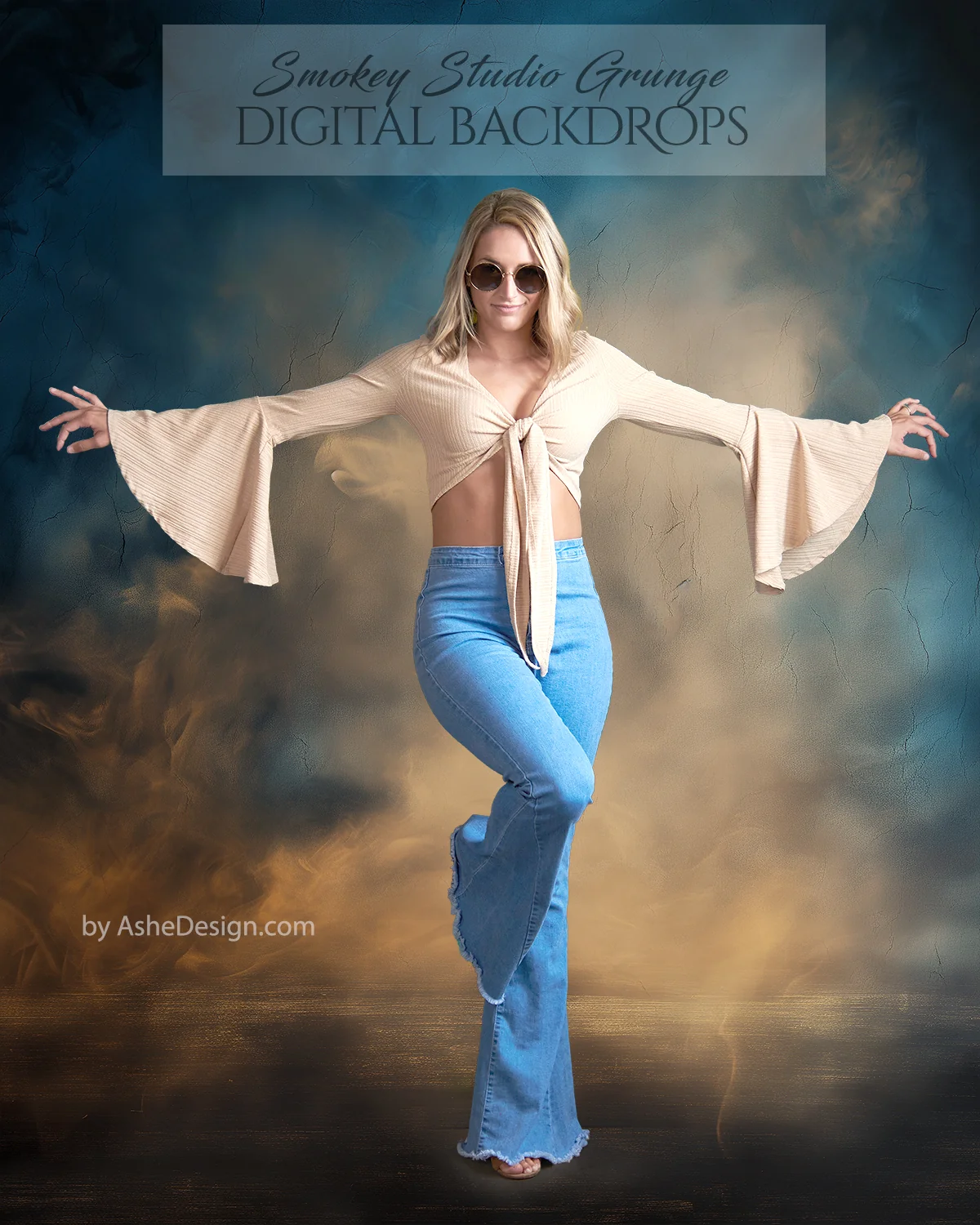 Digital Photography Backdrops - Smokey Studio Grunge - Image 2