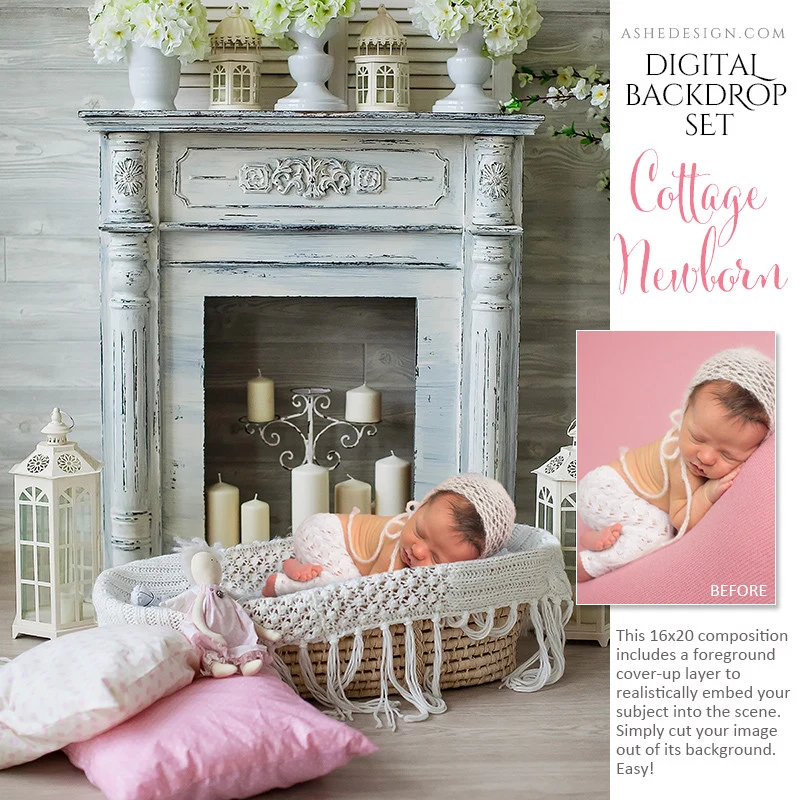 Digital Props 16x20 Backdrop Set - Cottage Newborn