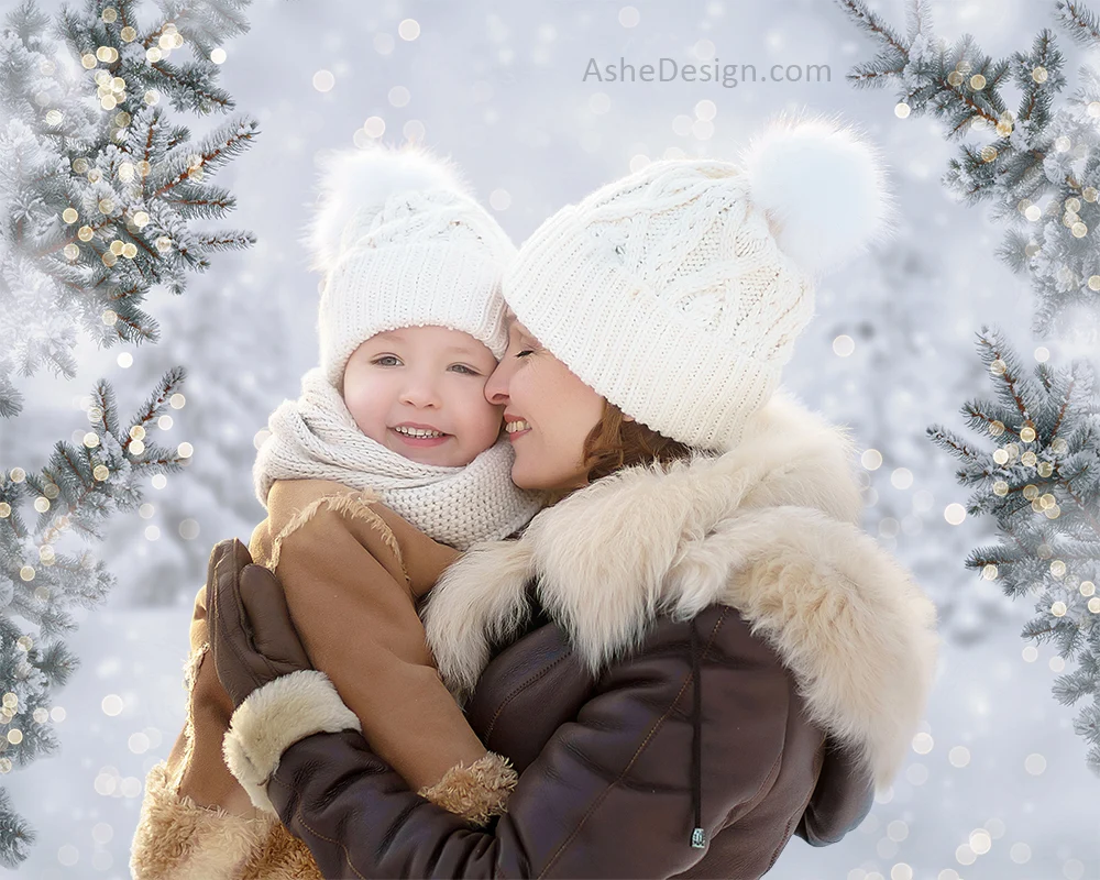Digital Props 16x20 Backdrop Set - Snowy Bokeh