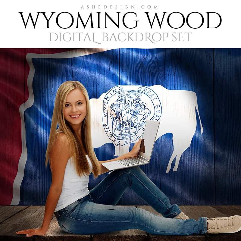 Digital Props - 16x20 Backdrops - Wyoming State Flags - Wood