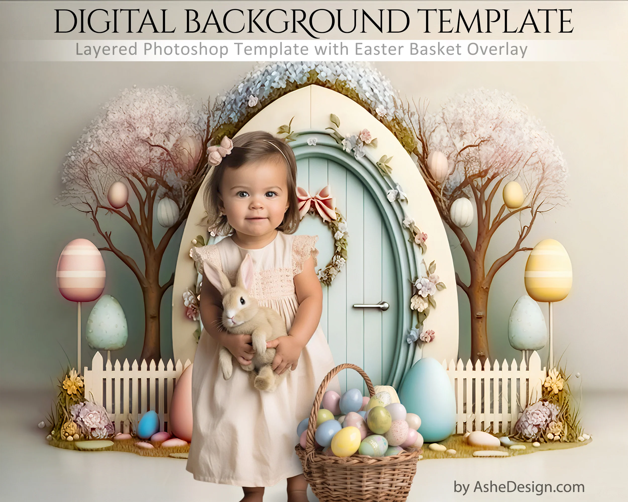 Digitally Mastered Photography Backdrops - Pastel Easter Door - Image 2