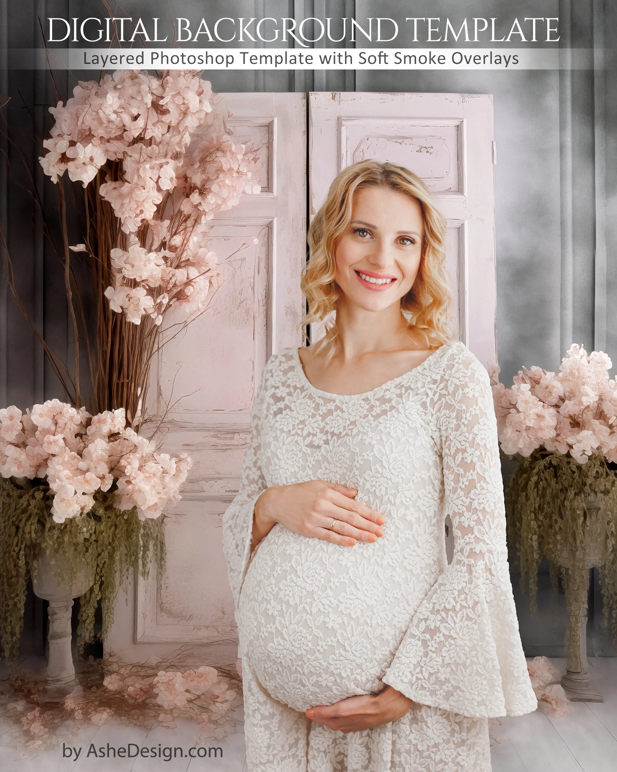 Digitally Mastered Photography Backdrops - Rustic Floral Doors