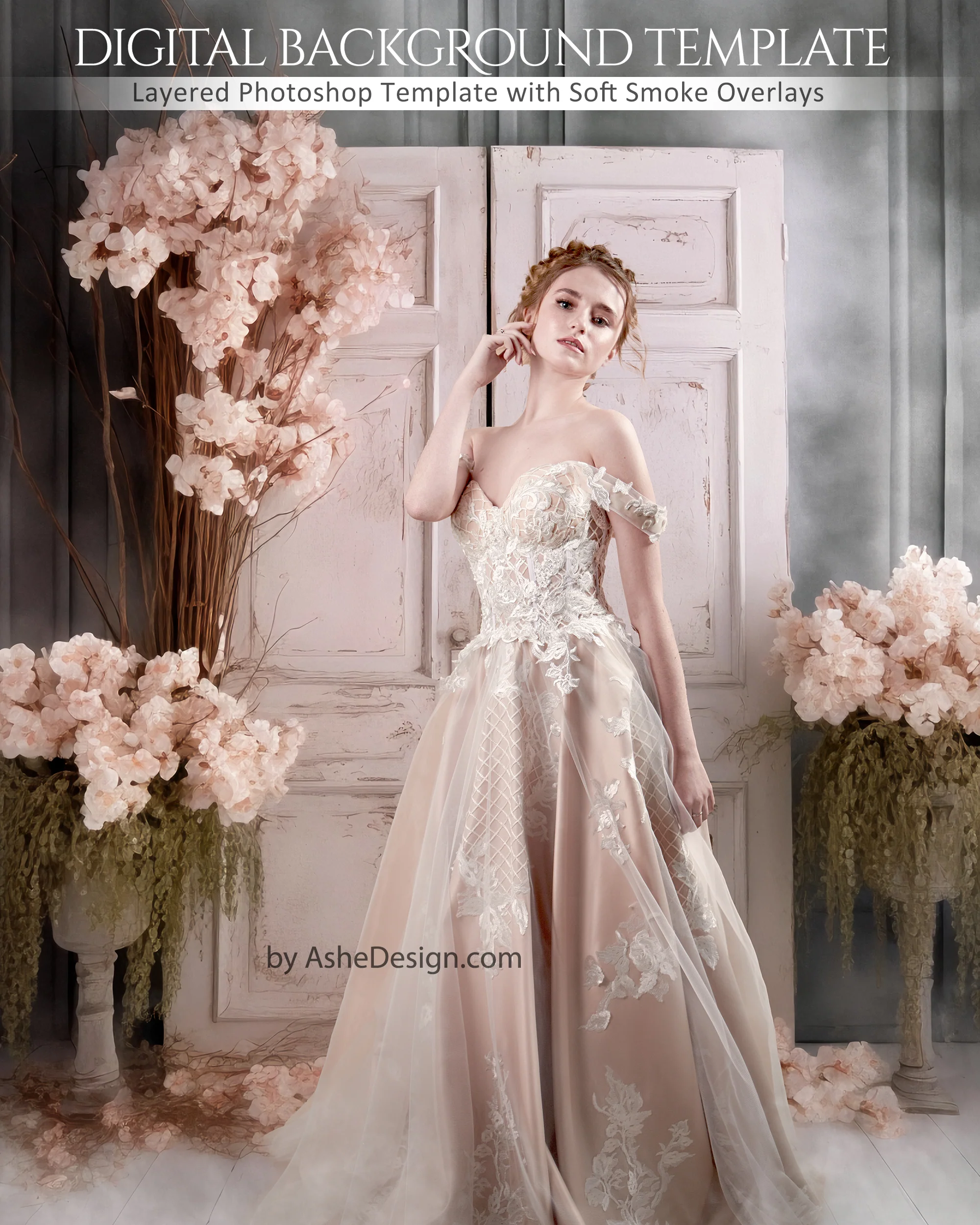 Digitally Mastered Photography Backdrops - Rustic Floral Doors - Image 2