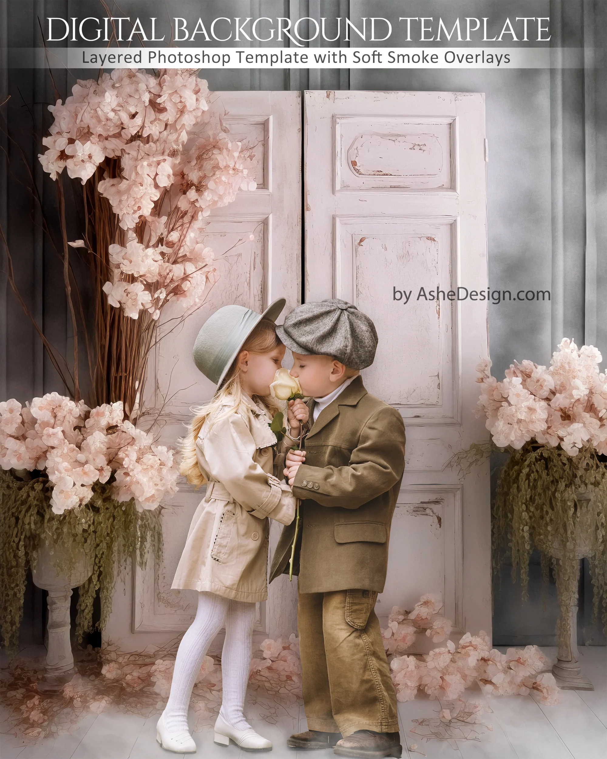 Digitally Mastered Photography Backdrops - Rustic Floral Doors - Image 3