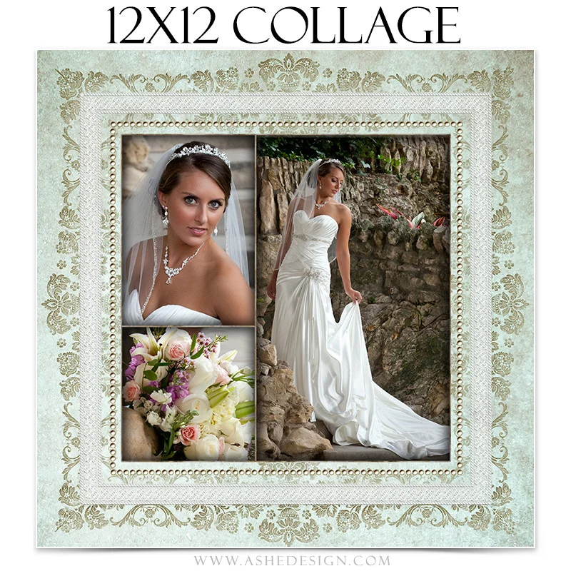 Family Collage (12x12) - Tiffany Damask