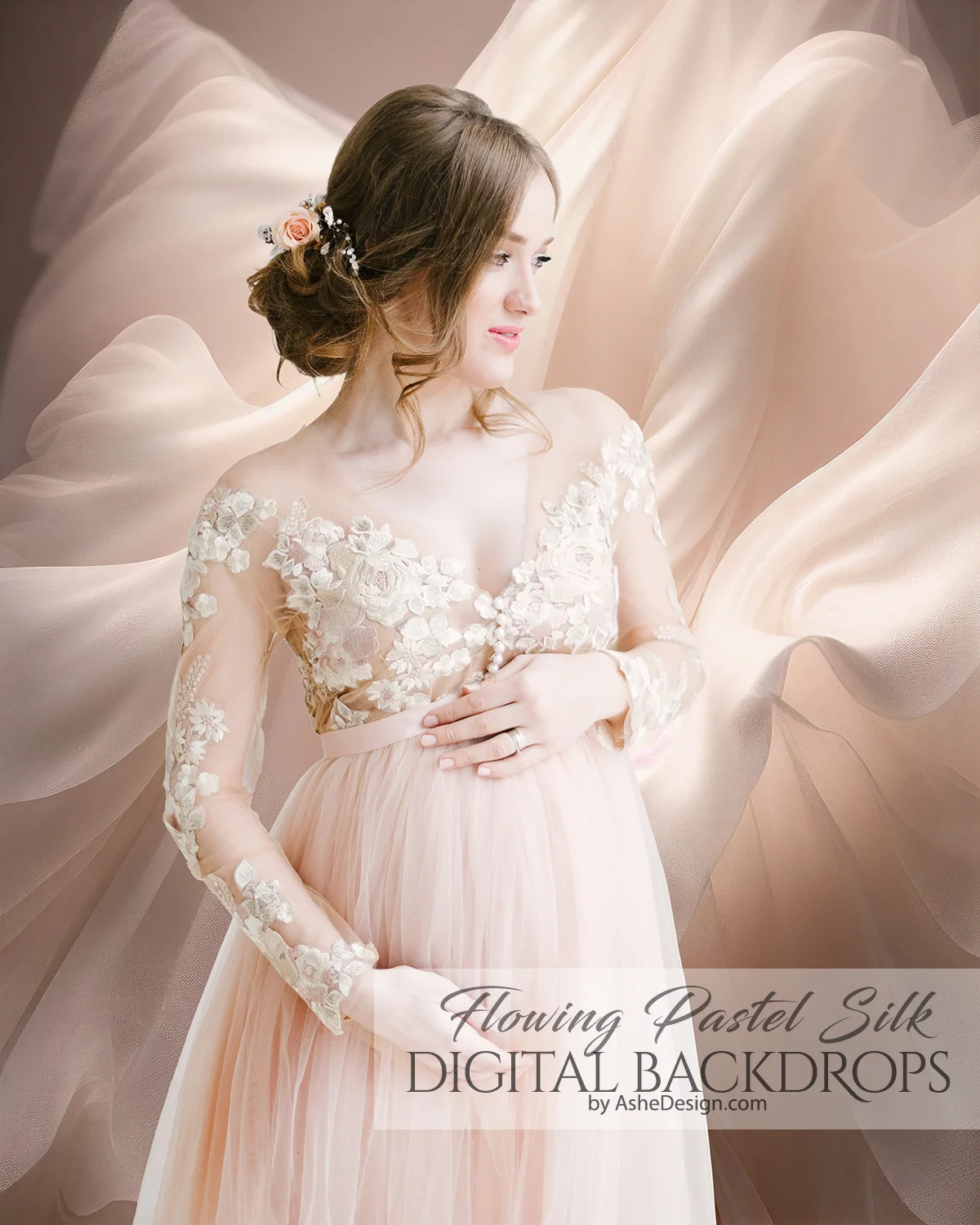 Flowing Silk Digital Photography Backdrops - Pastels - Image 2