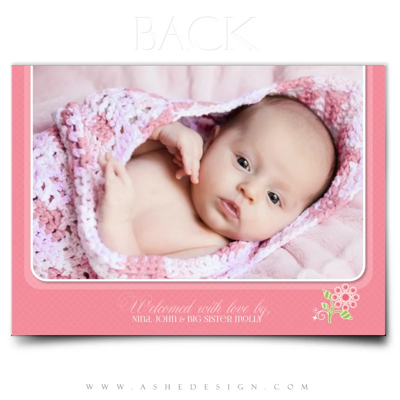 Girl Birth Announcement 5x7 Flat - Bella Rose - Image 3