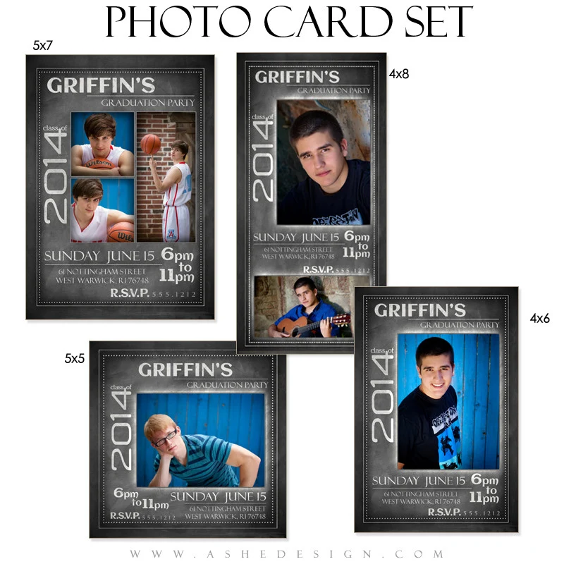 Photo Card Design Set - Chalkboard Senior Boy 2014