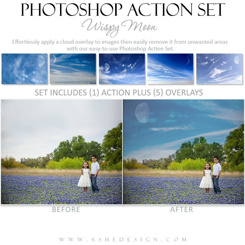 Photoshop Action | Cloud Overlays - Wispy Moon