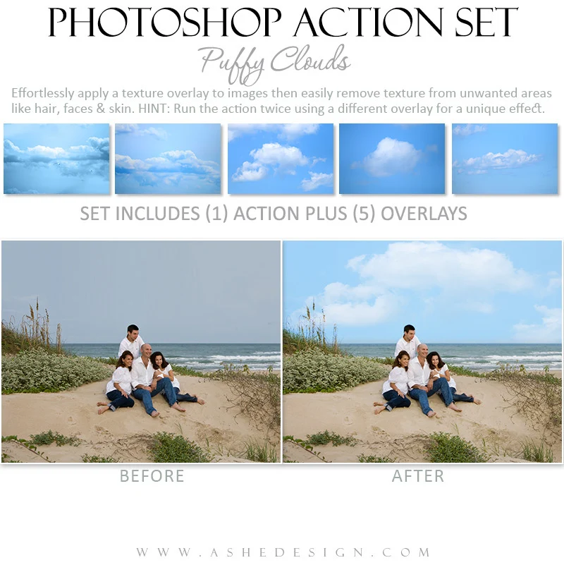 Photoshop Action - Overlays | Puffy Clouds - Image 2