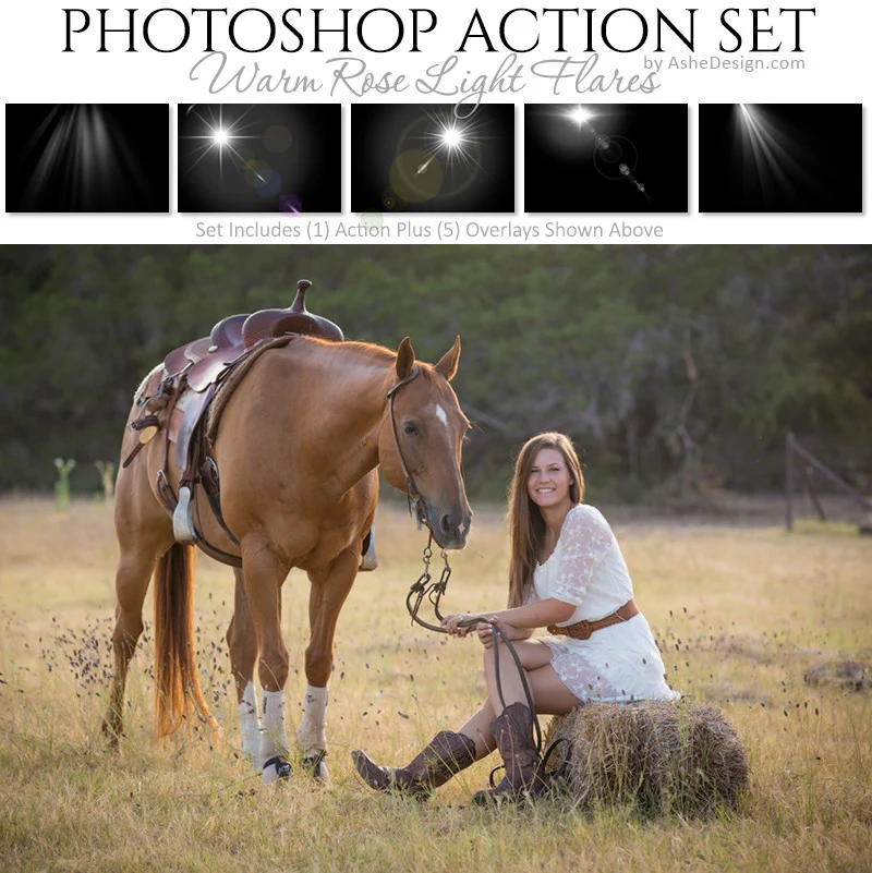 Photoshop Action - Overlays | Warm Rose Light Flares - Image 2