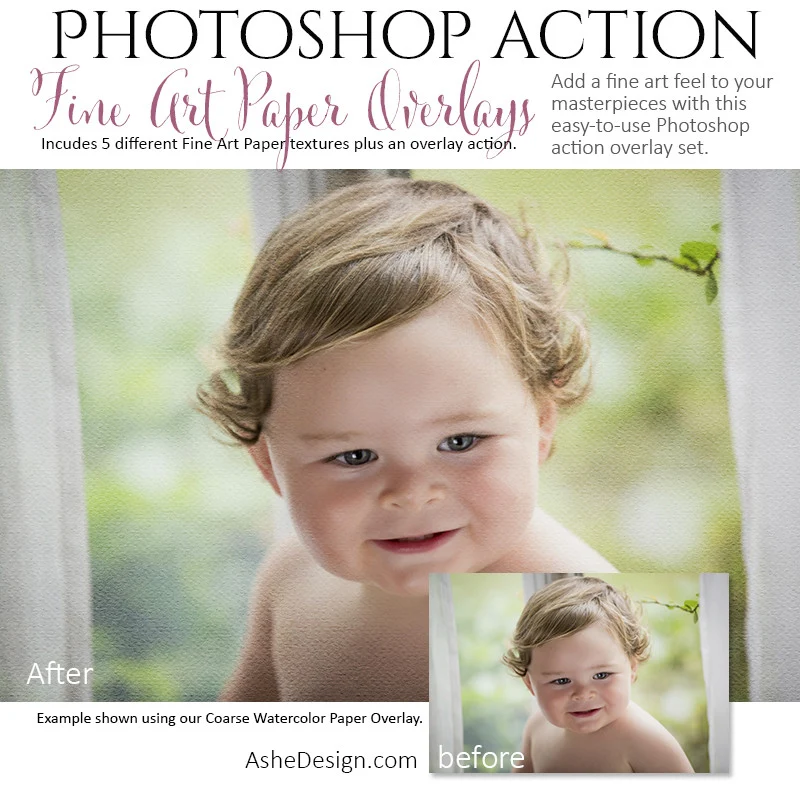 Photoshop Action | Texture Overlays - Fine Art Paper