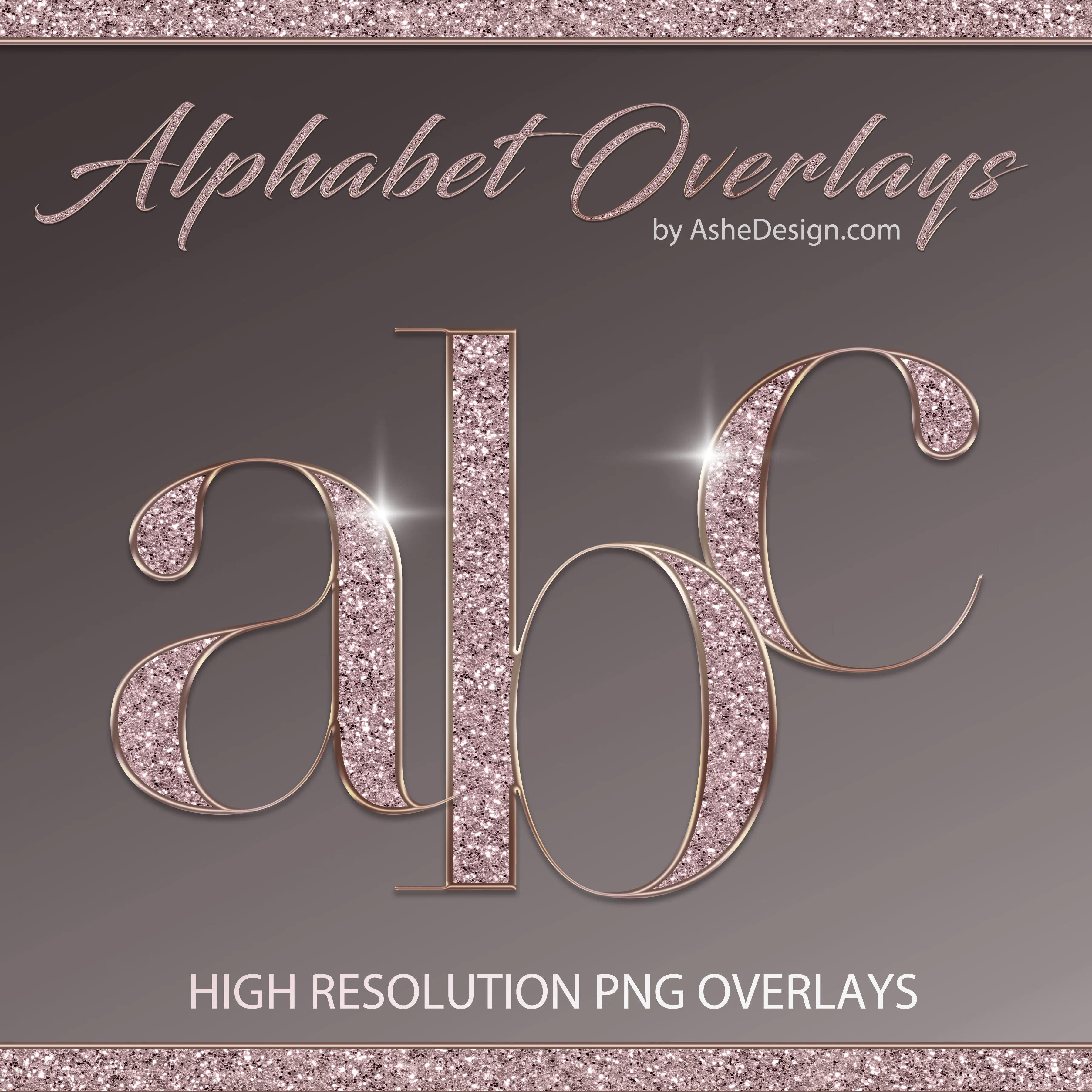 PNG Alphabet Overlays - Rose Gold Glitter - Image 2