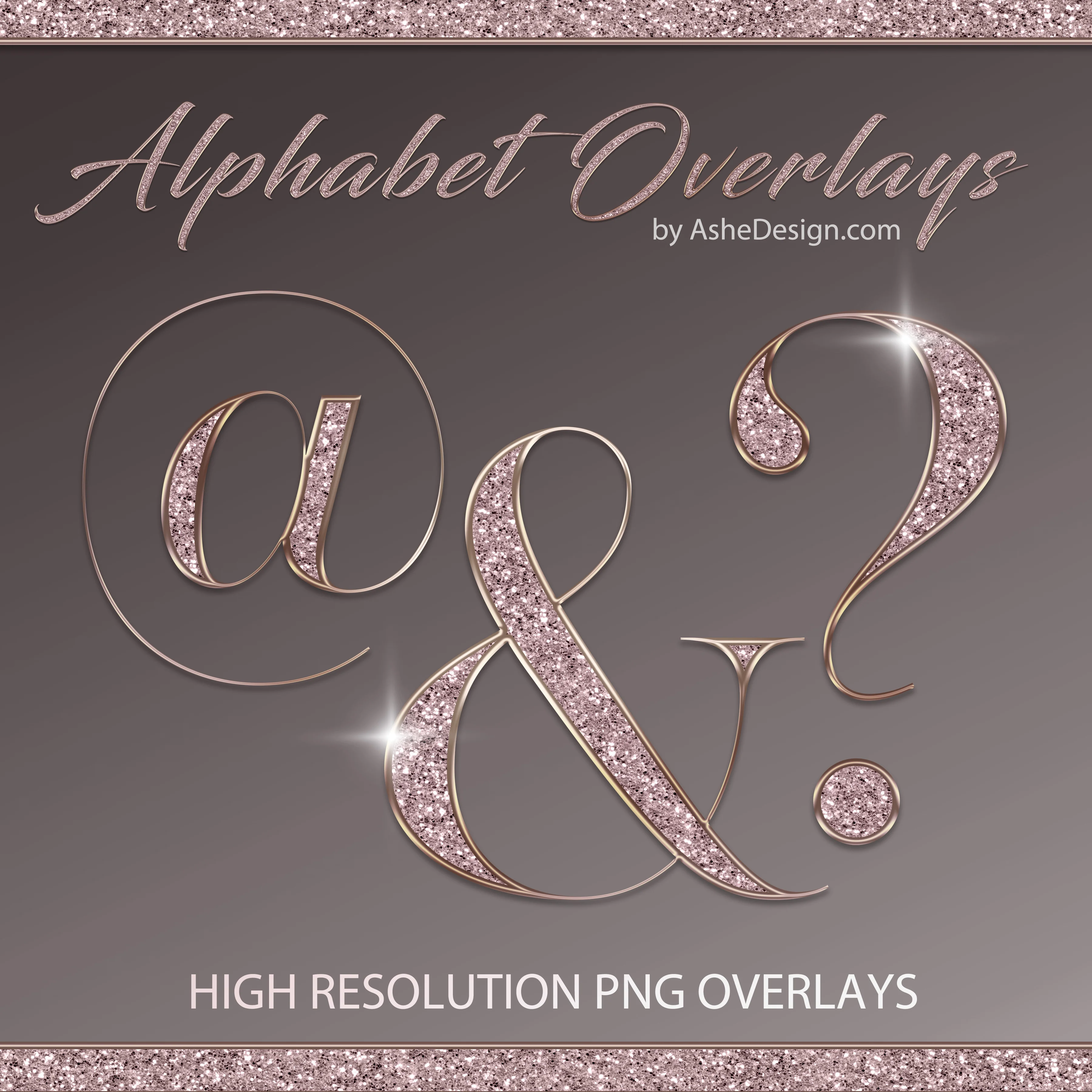 PNG Alphabet Overlays - Rose Gold Glitter - Image 3