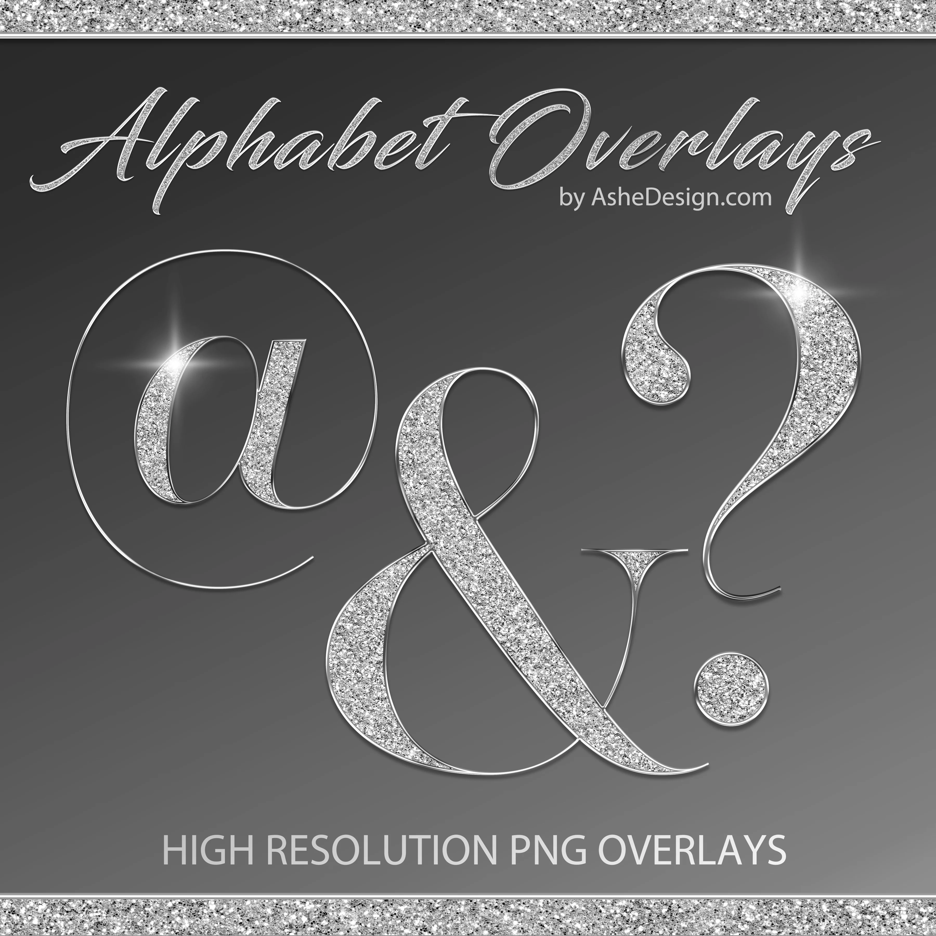 PNG Alphabet Overlays - Silver Glitter - Image 3