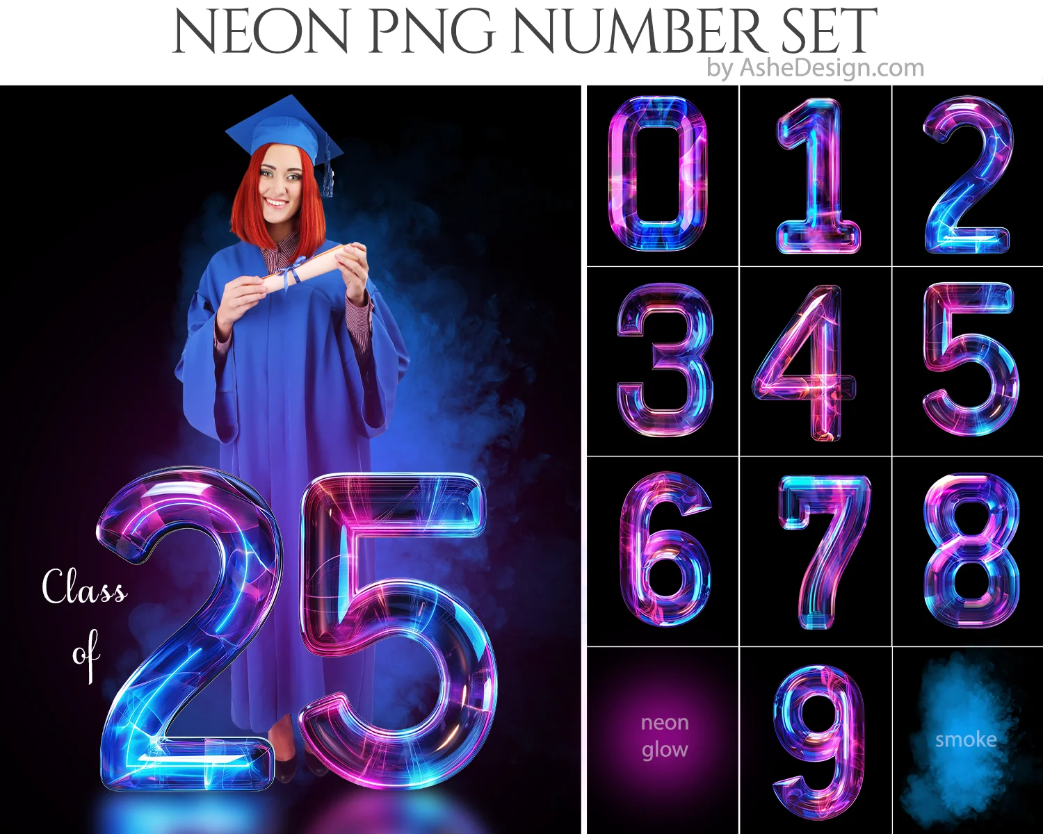 PNG Number Overlays - Neon - Image 2