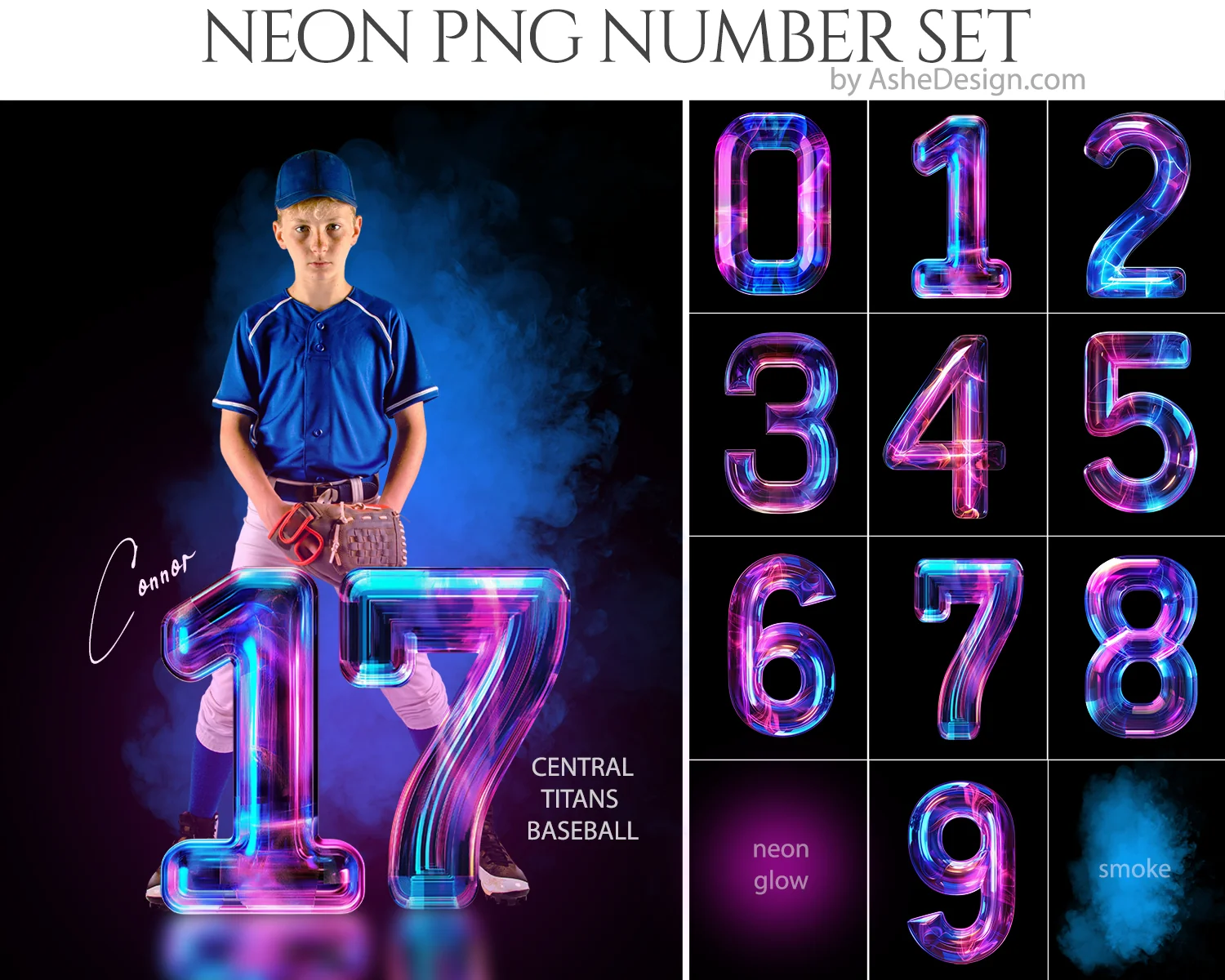 PNG Number Overlays - Neon - Image 3