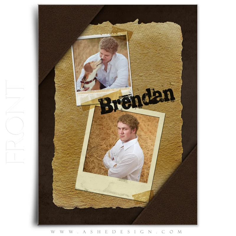 5x7 Flat Senior Boy Graduation Card - Leather Bound - Image 2