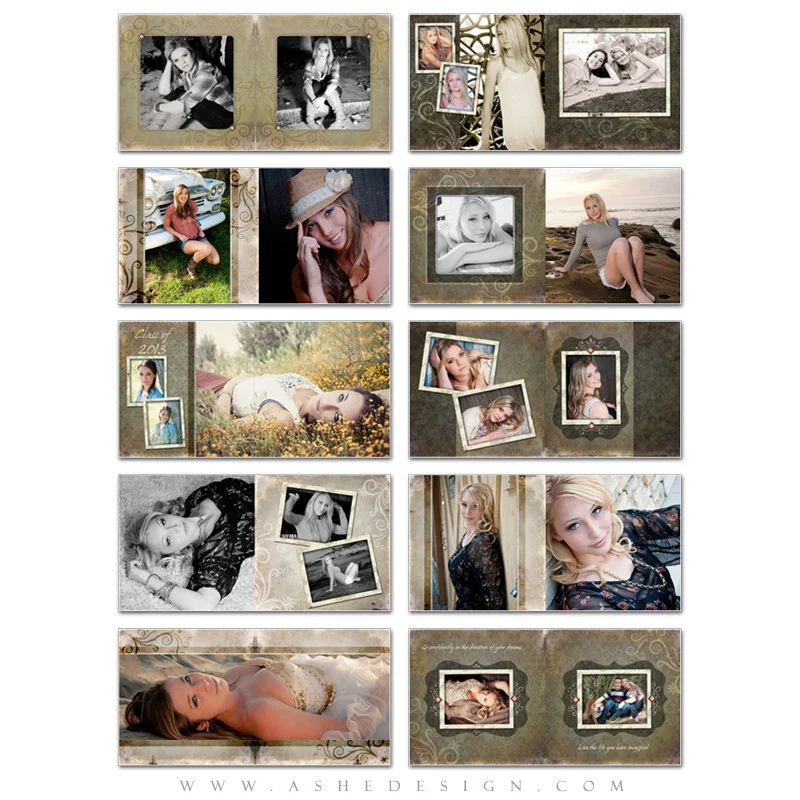 Senior Girl Photo Book Template  (10x10) - Shabby Chic - Image 2