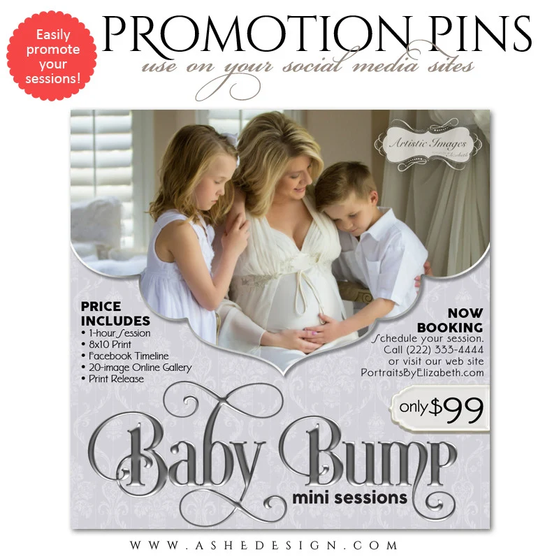 Timeline Promotional Pin - Baby Bump Mini Sessions