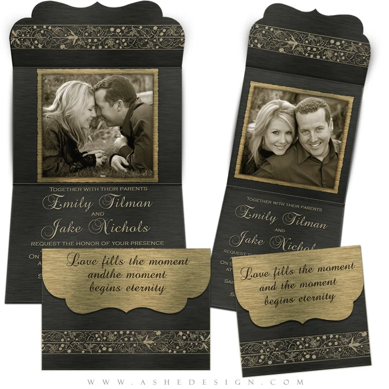 Wedding Invitation Template Folded Luxe - Brushed Lace