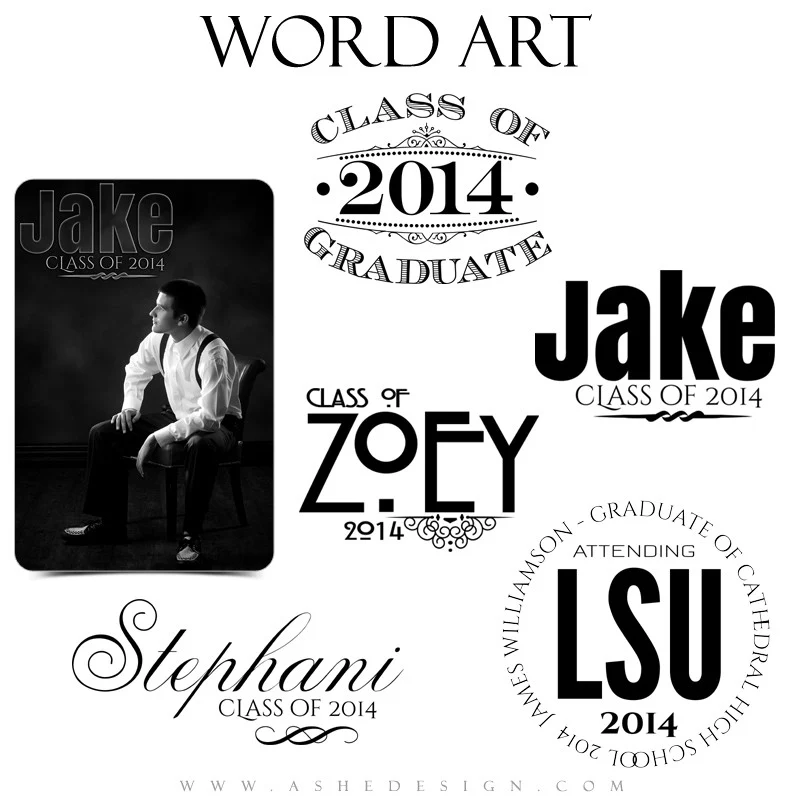 Word Art Collection - Customizable - Senior Stamps